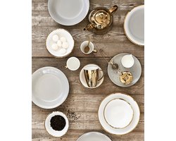 vtwonen - Ontbijtkommen / Soepkommen - Wit / Goud - Set van 4 - Porselein - 18 cm