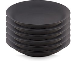 vtwonen - Pastaborden - Bordenset - Mat zwart - 25,5cm - Set van 6 diepe borden