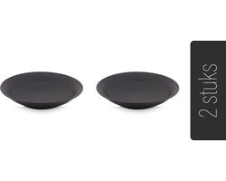 vtwonen - Pastaborden - Set van 2 - Mat Zwart - Porselein - Ø 25.5cm