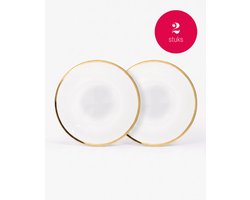 vtwonen - Pastaborden - Set van 2 - Wit/Goud - Porselein - 25,5 cm