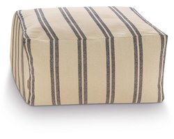 vtwonen Poef - Gestreept - Zitpoef - Beige - 45x45x25cm
