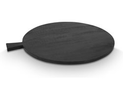 vtwonen Rond Dienblad - Met handvat - Hout - Zwart - 52x45x1.5cm