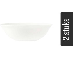 vtwonen Schalen - Saladekom - Set van 2 Kommen - Wit - Porselein - 23cm