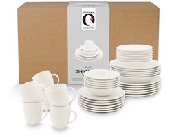 vtwonen Servies Basic Serviesset 6 Personen - 36-delig - Wit Porselein