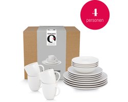 vtwonen - Serviesset - Porselein - Wit - 16-delig - 4 Personen