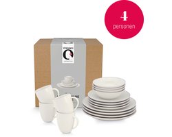 vtwonen - Serviesset - Porselein - Wit Blauw - 16-delig - 4 Personen