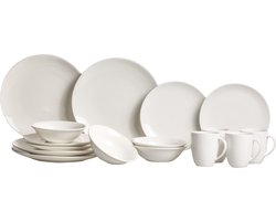 vtwonen Serviesset - Wit - Porselein - 16-Delig, 4 personen - Eetservies volwassenen - Borden Set Servies - Serviezen