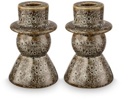 vtwonen - Set van 2 - Kandelaren - Keramiek - Groen - 7.8x12cm