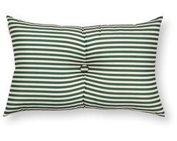 vtwonen Sierkussen - Gestreept - Kussen voor de Woonkamer - Donkergroen - 35x55cm