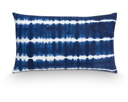 vtwonen - Sierkussen Tie-Dye - Kussens Woonkamer - Blauw, Wit - 30x50cm
