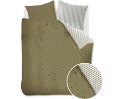 Vtwonen Striped Hearts dekbedovertrek - Lits-Jumeaux - 240x200/220 - Groen