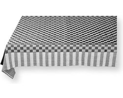vtwonen Tafelkleed - 100% Katoen - Zwart-Wit Vierkant - 150x250cm