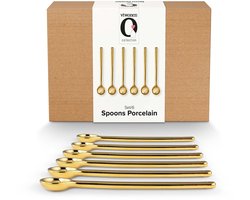 vtwonen Theelepels - Porselein - Lepels - Goud - Set van 6 - Large