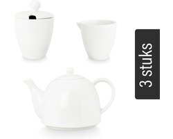 vtwonen - Theepot - Melkkan - Suikerpot - Wit - Porselein