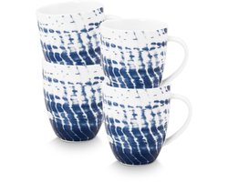 vtwonen Tie-Dye Mok met oor - Mokken - Kopjes - Serviesset van 4 - 250ml