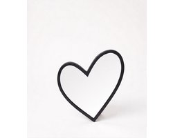 vtwonen - Wandspiegel - Metaal - Zwart- Hartvorm - 30 cm