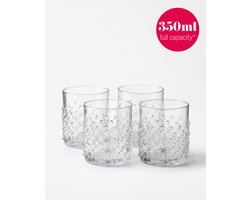 vtwonen - Waterglazen - Dots - Transparant - Set van 4 - Glas - 350 ml