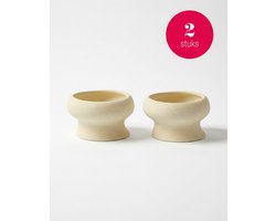 vtwonen - Waxinelichthouders Organic - Naturel - Keramiek - Set van 2 - 9 x 5,5 cm