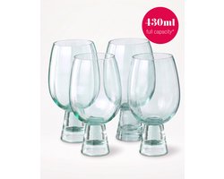 vtwonen - Wijnglazen - Retro Large - Groen - Set van 4 - Glas - 430 ml