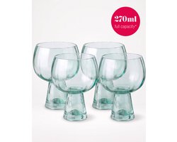 vtwonen - Wijnglazen - Retro Small - Groen - Set van 4 - Glas - 270 ml
