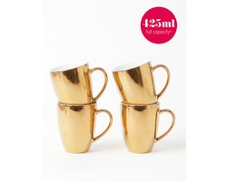 vtwonen - XL mokken met oor - Goud - Set van 4 - Porselein - 425 ml