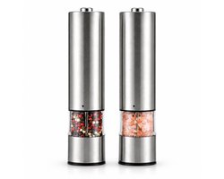 VUBIO Zout- en Pepermolen Set Elektrisch – 2 Stuks – RVS – Keramisch Maalwerk – Instelbare Maalgraad – Met Verlichting – 23 cm