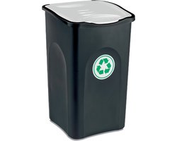 Vuilnisbak 50L - Deksel - 56x37x39cm - Zwart Wit