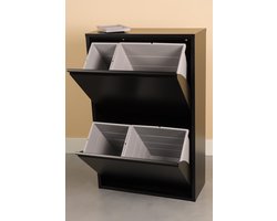 Vuilnisbak - afvalbak - vuilnisemmer voor afvalscheiding met vier verschillende maten binnenemmers (10L +15L +20L +24L). Zwart