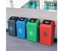 Vuilnisbak Met Deksel - Afvalbak Prullenbak - Buiten Afval Scheiden - Schommeldeksel Ontwerp - 60L Capaciteit - Groen