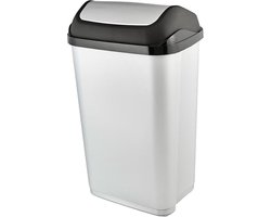 Vuilnisbak met swing-deksel 50 l Swantje zilver - HTML content toegevoegd pedaalemmer 50 liter