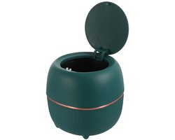 vuilnisbak-Prullenbak met deksel-Creatieve prullenbak met deksel voor op het bureau-Schattige plastic vuilnisbak voor slaapkamer-kantoor en woonkamer-Compacte afvalorganizer-Malachietgroen