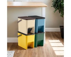 Vuilnisbakken - Set van 4 - 20 L - Met Stickers