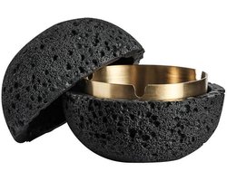 Vuilnisemmer van Beton Look met Metalen Binnencilinder - Duurzaam en Gemakkelijk Reinigbaar - Zwartkleurig - Stijlvolle Afvalbak voor in Huis.