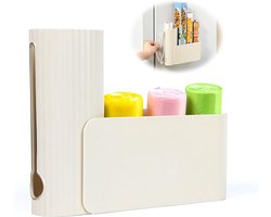 Vuilniszak Opbergdoos - Opvouwbaar - Zelfklevend - Opbergdozen - Dozen - Ruimtebesparende Houder - Keukenkastorganizer - Wandafvalzakorganizer - Een Ponsen Nodig - Kunststof - Voor Keuken Badkamer - Wit