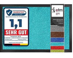 Vuilvangende deurmat in verschillende maten en kleuren - Antislip tapijt voor hal en entree - Turquoise 90x120 cm