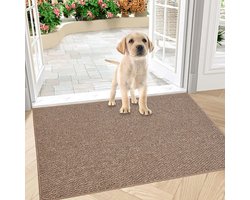 Vuilvanger voor binnen - Antislip deurmat - Voor binnen en buiten - Wasbare deurmat - Waterdichte entreemat - Absorberende deurmat voor de voordeur (bruin, 60 x 90 cm)