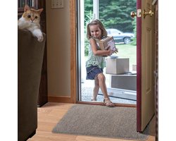 Vuilvangmat, deurmat, antislipmatten voor binnen en buiten, super absorberend entreetapijt, machinewasbaar, zachte vloermat, tapijt (bruin-blauw, 60 x 90 cm