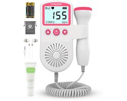 Vulpes Goods® BabyCare - Doppler Baby PRO - Baby Hartje Monitor - Fetal Doppler - Hartslag Baby Doppler - Echo Apparaat -Zwangerschapscadeau - Roze - Incl. ultrasound gel, oordopjes, reistas & batterijen