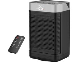Vulpes Goods® Tech - Elektrische Kachel met Afstandsbediening - Ventilatorkachel - Keramische Kachel - 4 Standen - 1500W - Roterend, Timer & Thermostaat - Heater - Elektrische Verwarming voor Binnen - Zwart