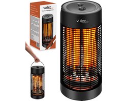 Vultec Elektrische Heater - Infrarood verwarming - Terrasverwarmer Elektrisch- Terrasheater - Heater - Staand - 1200W - Zwart