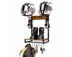 Vurnomi Helmhouder motorhelm - Wandrek - Helm kapstok - Wandsteun - Halmeubel - Motor kleding - Ophangsysteem - Metaal - Zwart