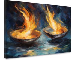 Vuur portret - Element wanddecoratie - Schilderijen canvas Kom - Wanddecoratie modern - Schilderijen op canvas - Muurdecoratie canvas 150x100 cm