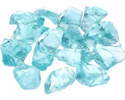 Vuurglas voor vuurkorven - Reflecterende stenen - Sfeer verbeteren - Natuurlijk glas - 2-3 cm - Lichtblauw