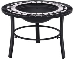 Vuurkorf - Buitenhaard Tuin - Sfeerverhogend Verwarmen - Inclusief BBQ rooster - 68cm Diameter - Zwart Wit