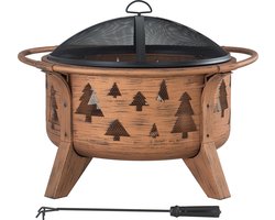 Vuurkorf Christmas Ø76cm met afneembaar rooster en vuurhaak