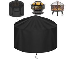 Vuurkorf hoes - Beschermhoes voor barbecue - Waterdichte hoes voor barbecuegrill - Ronde stofhoes - Buitenhoes voor vuurkorf - Gemaakt van Oxford stof - Met trekkoord - Voor open haarden, vuurkorven, barbecues (122*46 cm - zwart)