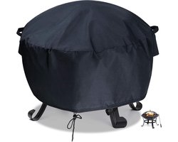 Vuurkorf hoes - ronde open haard vuurplaathoezen - zwaar belastbare 420D Oxford-stof - waterdichte hoes voor patio vuurschaal - 66 x 31 cm (zwart)