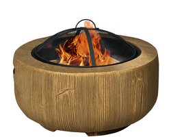 Vuurkorf in de vorm van een boomstronk, vonkenvanger, houtskoolrooster, pook, Ø61,5 x 39 cm