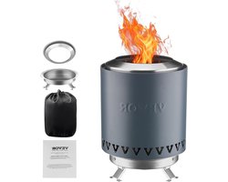 Vuurplaats tafelblad 15 cm roestvrij staal open haard binnen en buiten draagbare wrijvende alcoholbrander Smores Maker voor kamperen terras met opbergtas cilinder blauw 0.9 kg