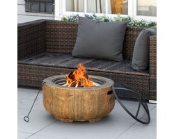 Vuurschaal Boomstam Design - Ronde Vuurkorf 61 cm - Vuurkorf Met Vonkenscherm - Houtgestookte Vuurplaats - Ø61,5x39 cm - Verwarmen - Tuin Bruin